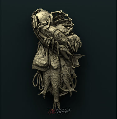 BASKET WITH FISHES AND CRAWFISH 3D STL 3DWave